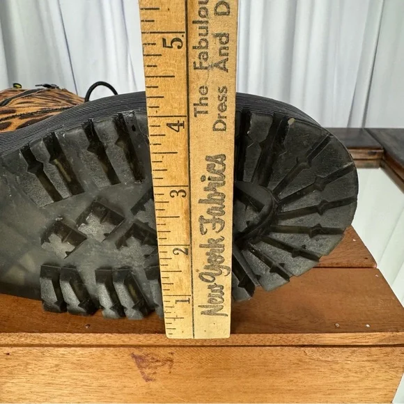 Leopard Print Platform Combat Boots - Brown - Picture 9 of 10